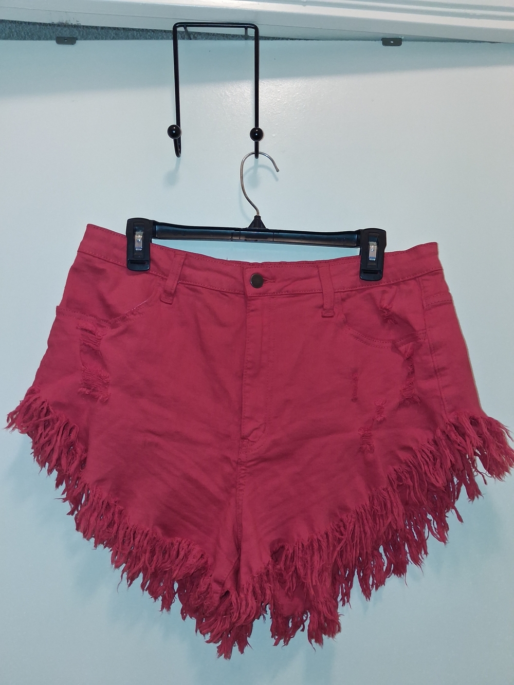 Fashion Nova Red Frayed Hem Jean Shorts Styled Free Fab Red Cowboy Boot Earrings